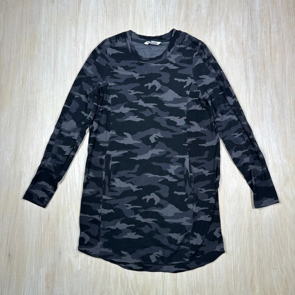 Athleta Balance Camo Crewneck Long Sleeve Loungewear Travel Shirt Dress Medium